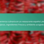 Experiencia culinaria en un restaurante español: platos típicos, ingredientes frescos y ambiente acogedor