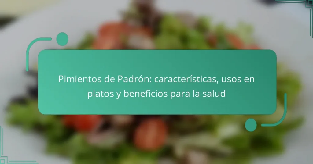 Pimientos de Padrón: características, usos en platos y beneficios para la salud