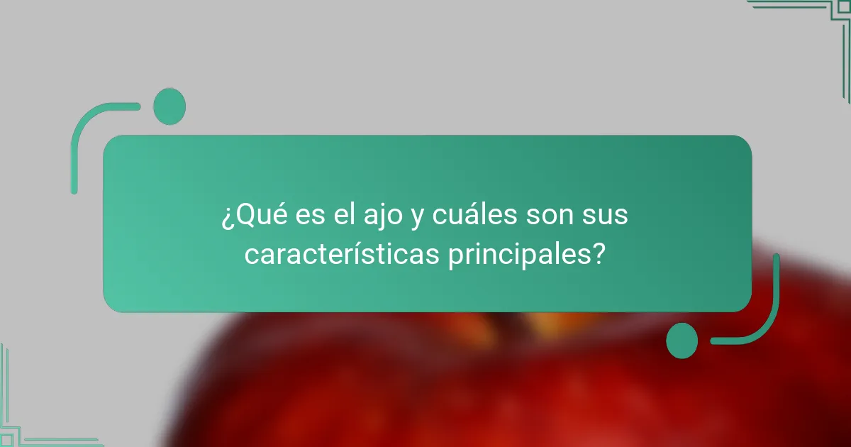 ¿Qué es el ajo y cuáles son sus características principales?